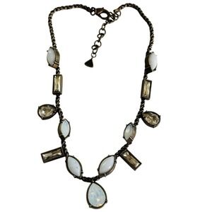 Silpada K&R Collection Necklace Brass Crystal Rhinestone Collar Retired Rope 19"